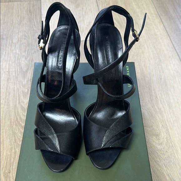 Longchamp Shoes - Longchamp Strappy Black High Heels, Size 40/9.5